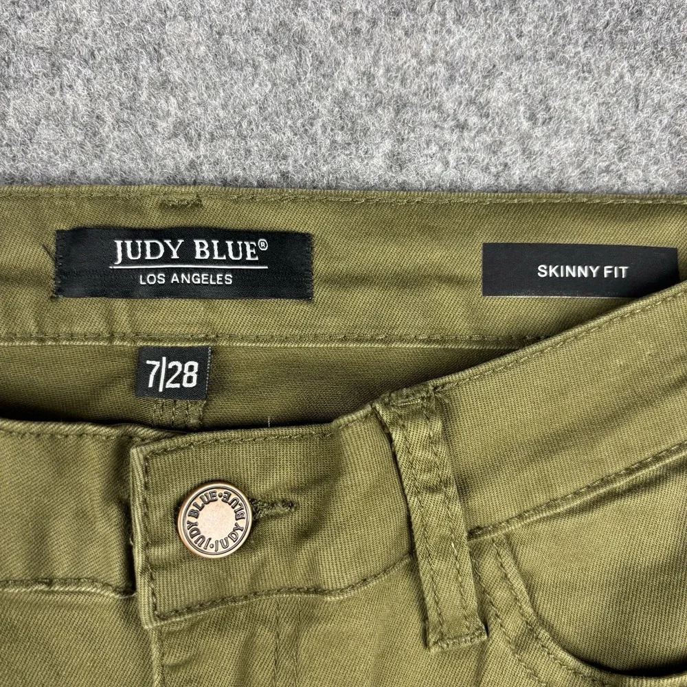 Judy Blue Los Angeles Jeans Women's 7/28 Skinny Fit Olive Green Trendy‎ Casual